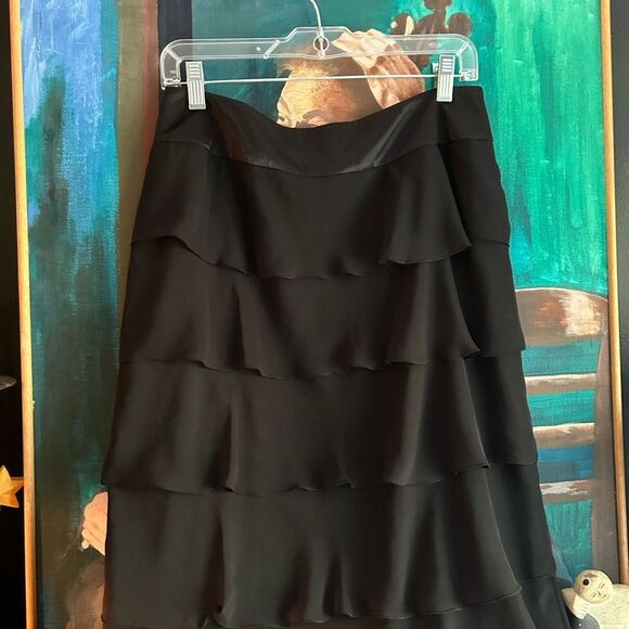 Bianca Nygard Elegant Black Tiered Maxi Skirt Size 8 - Picture 10 of 14